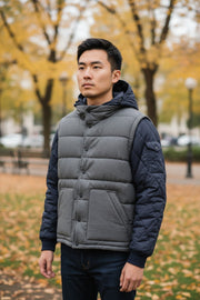 SCOTCH & SODA Men's Jacket XL Mid Grey Wool Blend Melange Hood Windbreaker