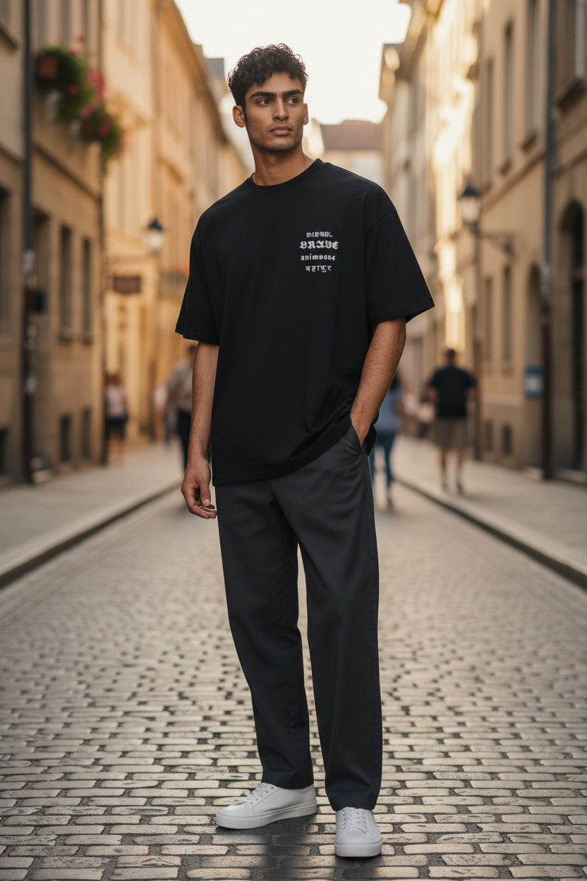 DIESEL T-Just-B59 Men's T-Shirt M Black Short Sleeve Crew Collar Tricot Recycled