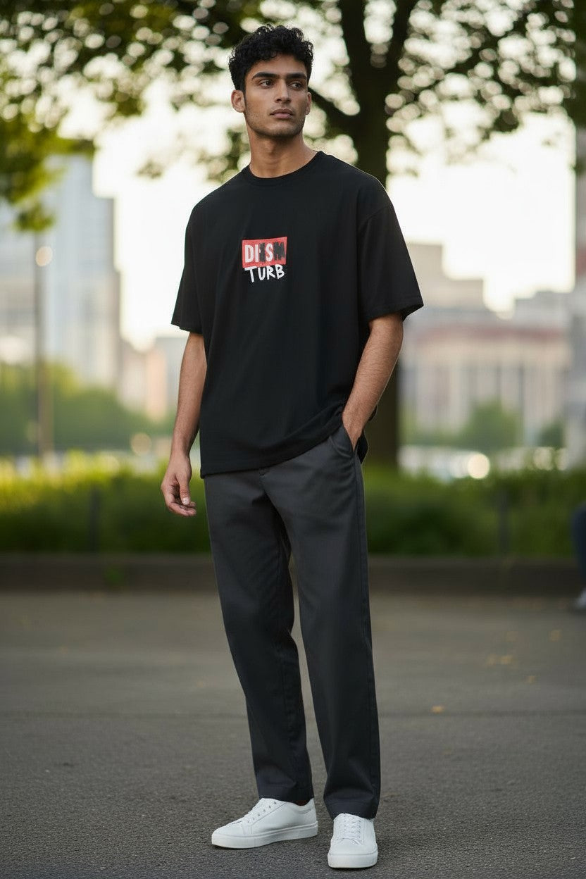 DIESEL T-Diegos-B10 Men T-Shirt L Black Short Sleeve Crew Neck  Print Tricot