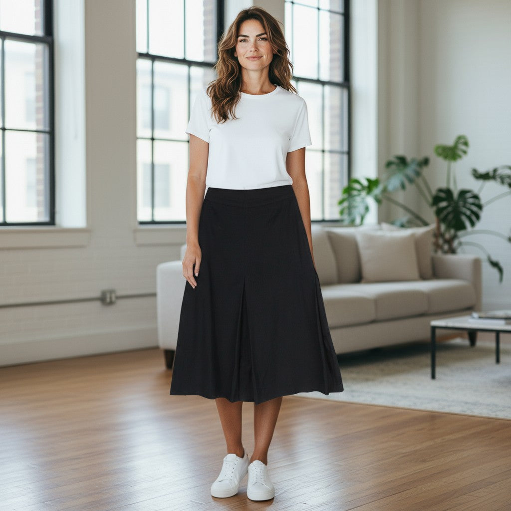 GANT skalbiamas tamprus vilnonis moteriškas sijonas, EU36, tamsiai mėlynas, su klostėmis ir pamušalu iki kelių.