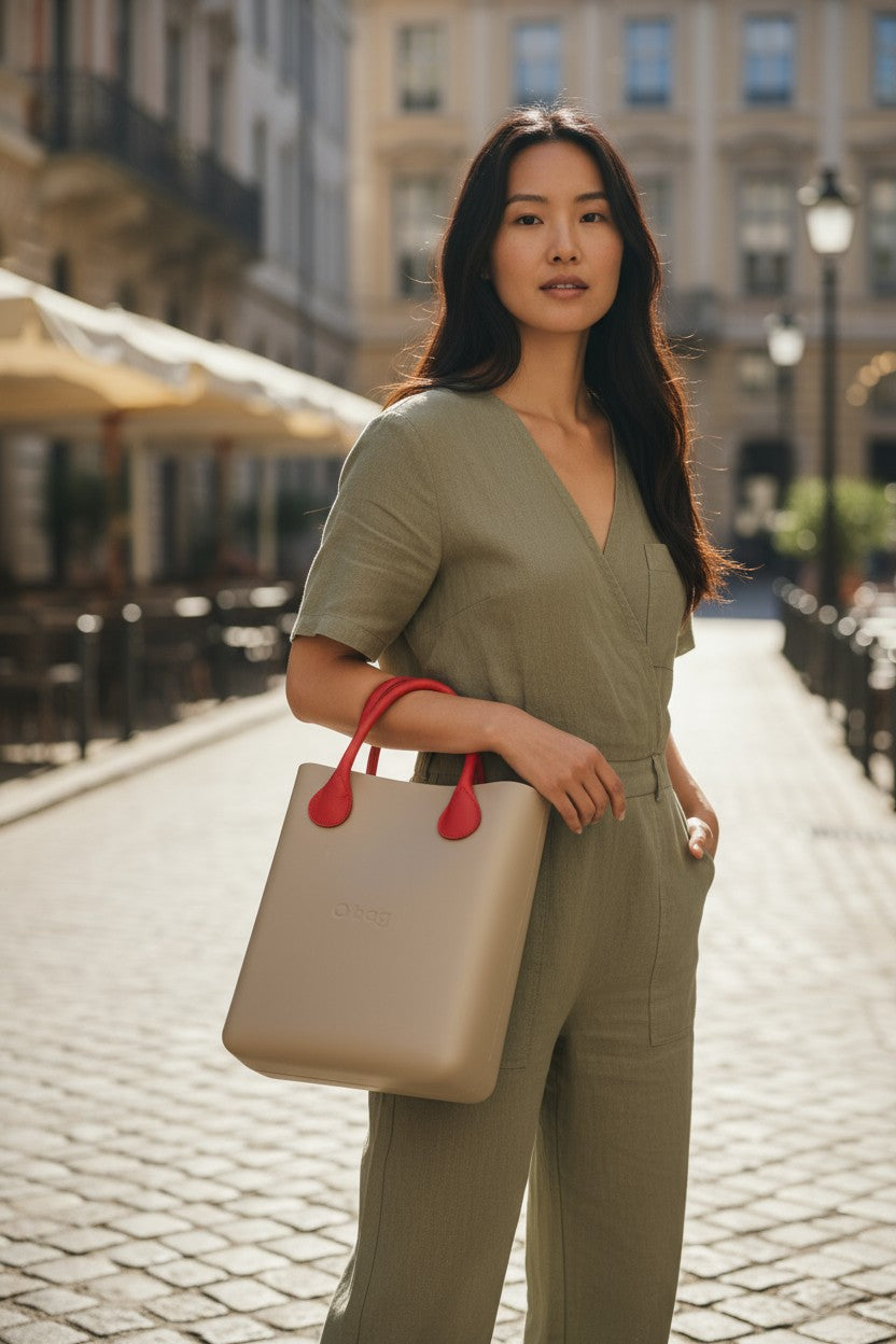 O BAG Chic moteriškas krepšys OS rudos spalvos, su dviem rankenomis ir kvadratiniu vidiniu krepšiu 