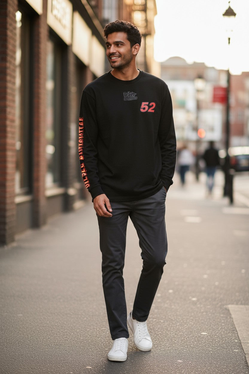 DIESEL T-Just-LS-C3 Men T-Shirt L Black Cotton Crew Neck Long Sleeve