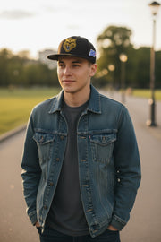 DIESEL C-Vintery vyriška kepurė OS juoda su užsegimu, vilnos mišinio siuvinėta, tamsiai mėlyna, unisex 