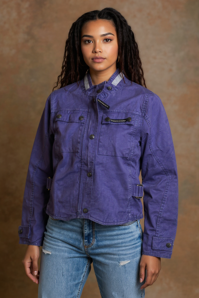 TUCANO URBANO Shorty Women Jacket IT40 Purple Cotton Lightweight Biker Zip