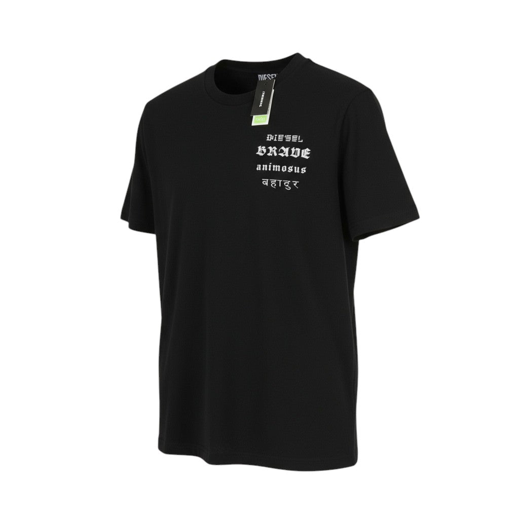 DIESEL T-Just-B59 vyriški marškinėliai M, juodi, trumpomis rankovėmis, apvalia apykakle, perdirbto trikotažo audinys 