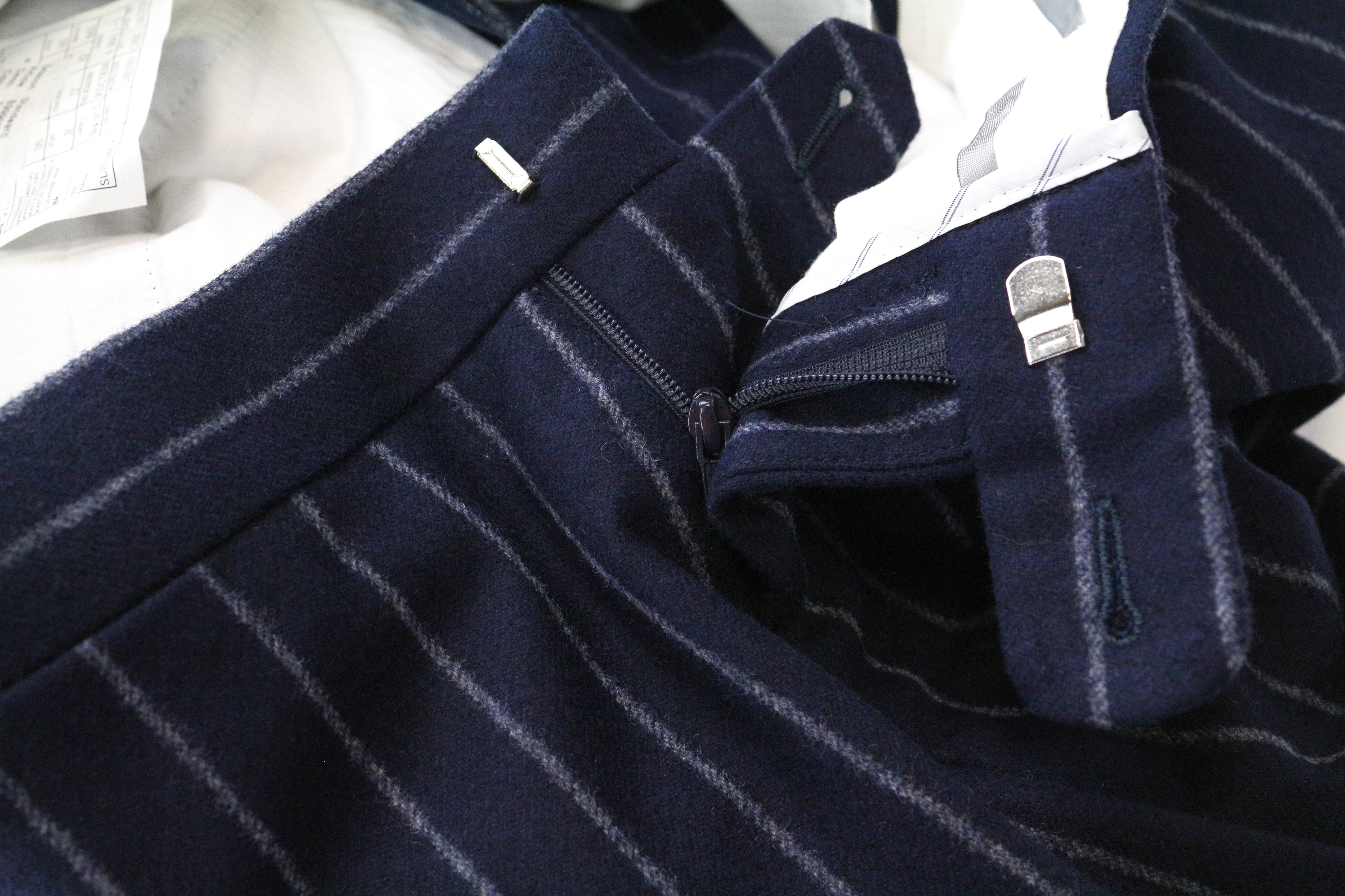 SUITSUPPLY Havana UK36R Suit 2Pc Blue Wool Slim Men's Striped Unlined