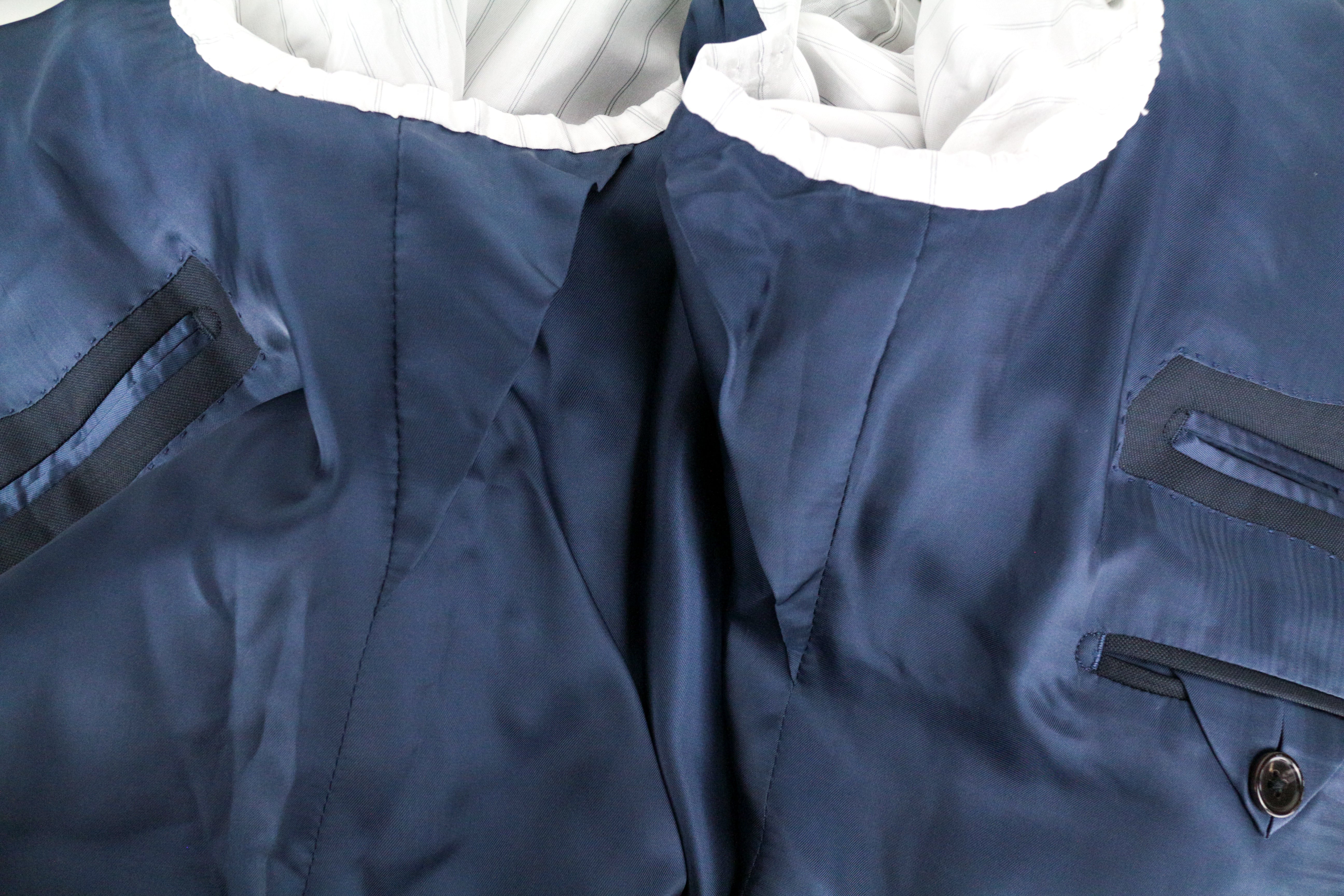 SUITSUPPLY Lazio UK52 Men's 3 Piece Blue Wool Suit Single-Breasted